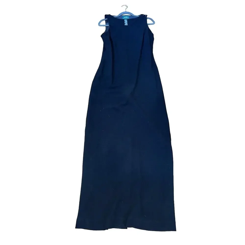 $169 NWT Lauren Ralph Lauren Size 12 Womens Maxi crepe evening Dress Back Slit - Picture 2 of 15
